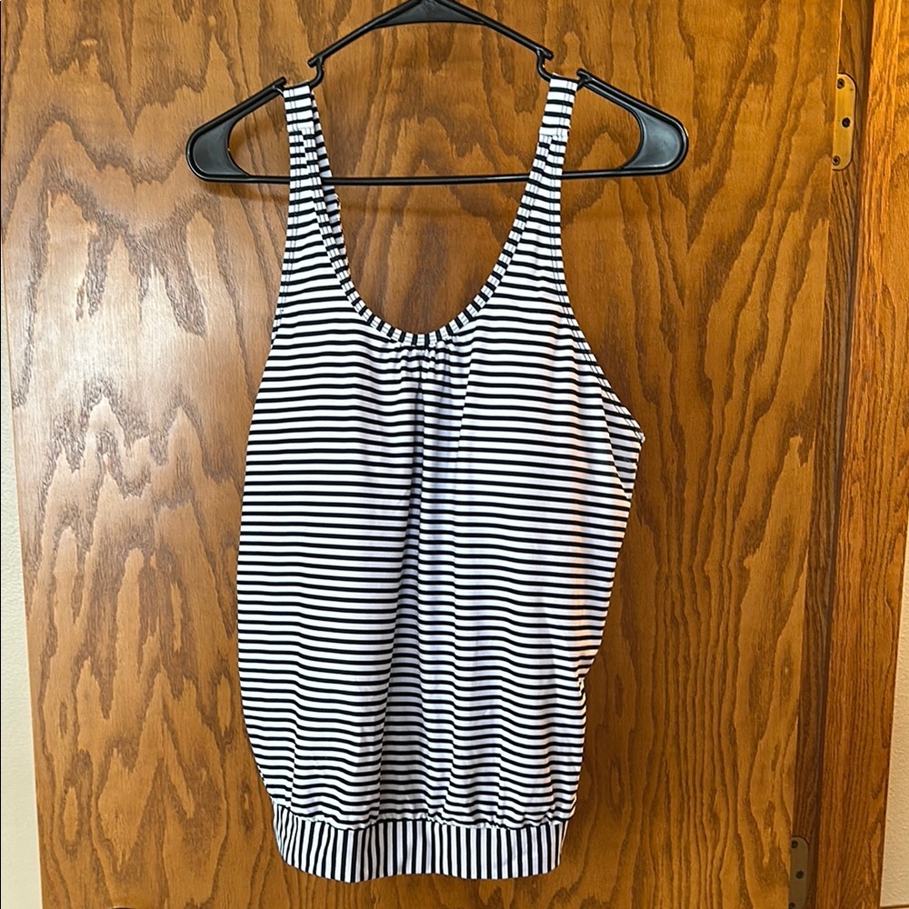 Swim tankini top-Navy/white w/adjustable straps. Worn once. Excellent condition